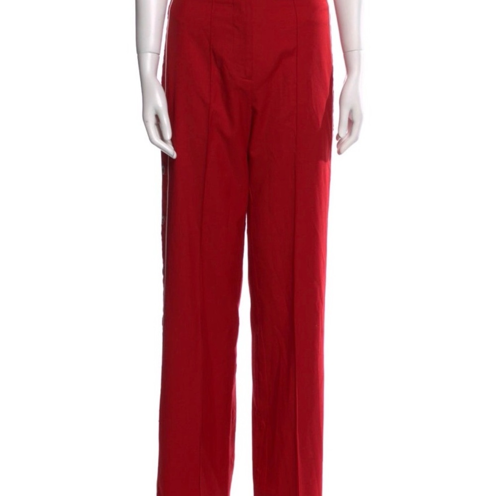 Jonathan Simkhai Red High-Rise Straight Leg Pants